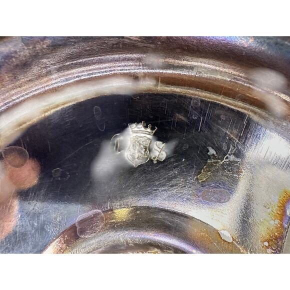 Sacks Silver Plate Vintage Footed Lazy Susan Glass Revolving 13" Cake Stand - Picture 7 of 7